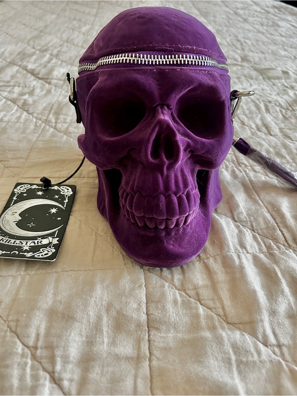 Killstar Purple Grave Digger Skull Crossbody Bag
